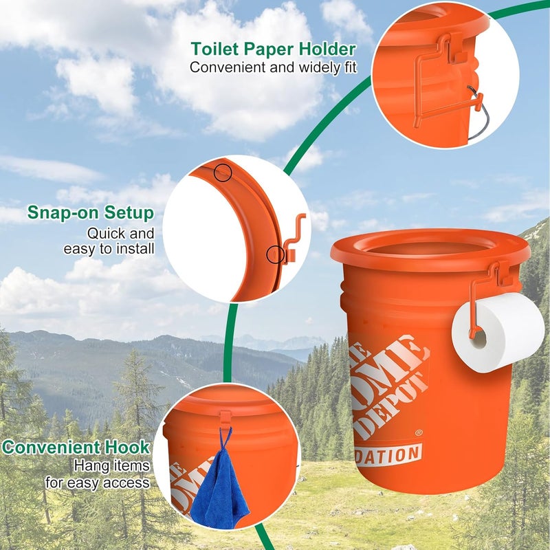 PAHTTO Bucket Toilet Seat, Portable Toilet Seat for 5 Gal Buckets, Camping Toilet Seat, Snap-on Toilet Seat for Outdoor, Camping, Hiking, Emergency, Car, Boat, RV Travel - Image 2